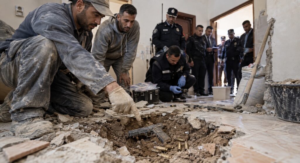 أشغال إصلاح تكشف عن مسدس وذخيرة مدفونة داخل منزل بحي المنظر الجميل بطنجة